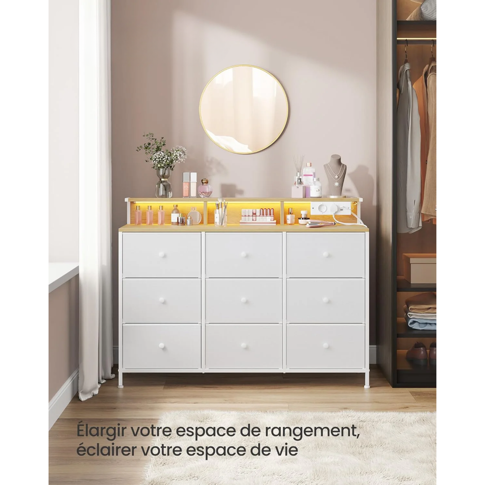 9-Drawer Fabric Cabinet with LED Lighting - Karrari