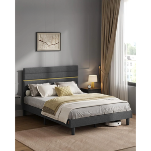 Metal Double Bed with Solid Wood Modern Slate (140x200cm) - Karrari