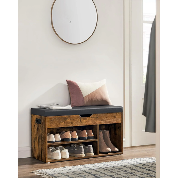Shoe Bench with Cushion & Storage – 3 Compartments - Karrari