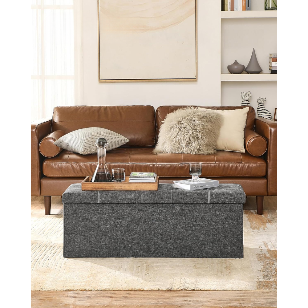 Storage Bench with Seat – Foldable Chest, Dark Grey - Karrari