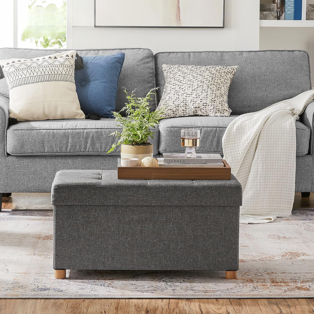 Storage Ottoman Stool – Foldable with Footrest - Karrari