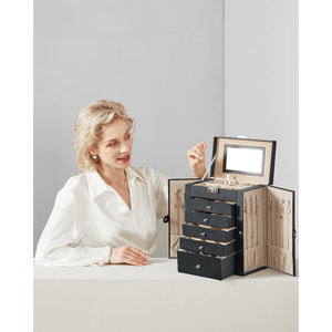 6-Tier Lockable Jewellery Box with Mirror & 5 Drawers - Karrari
