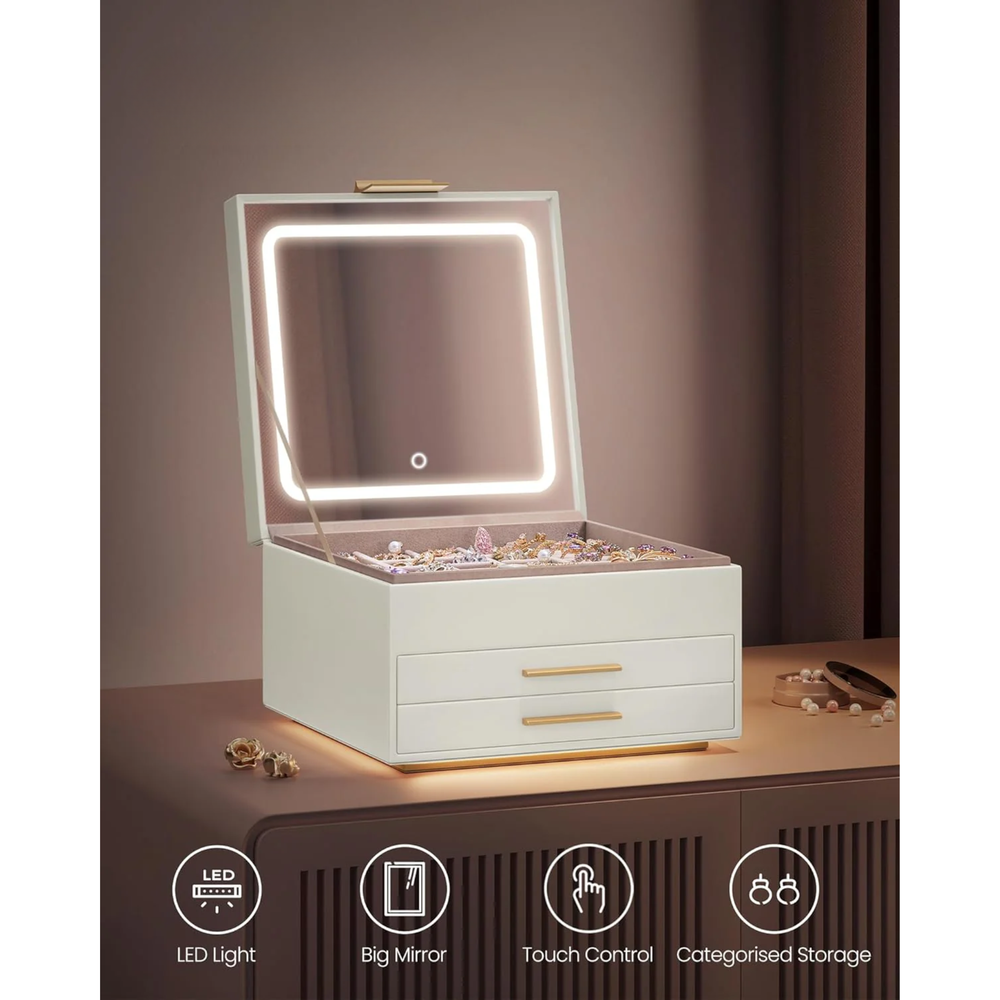 3-Layer Jewellery Box with Mirror & LED Lights - Karrari