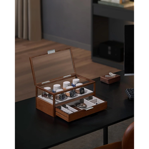 2-Tier Wooden Watch Case - Drawer & Velvet Lining - Karrari