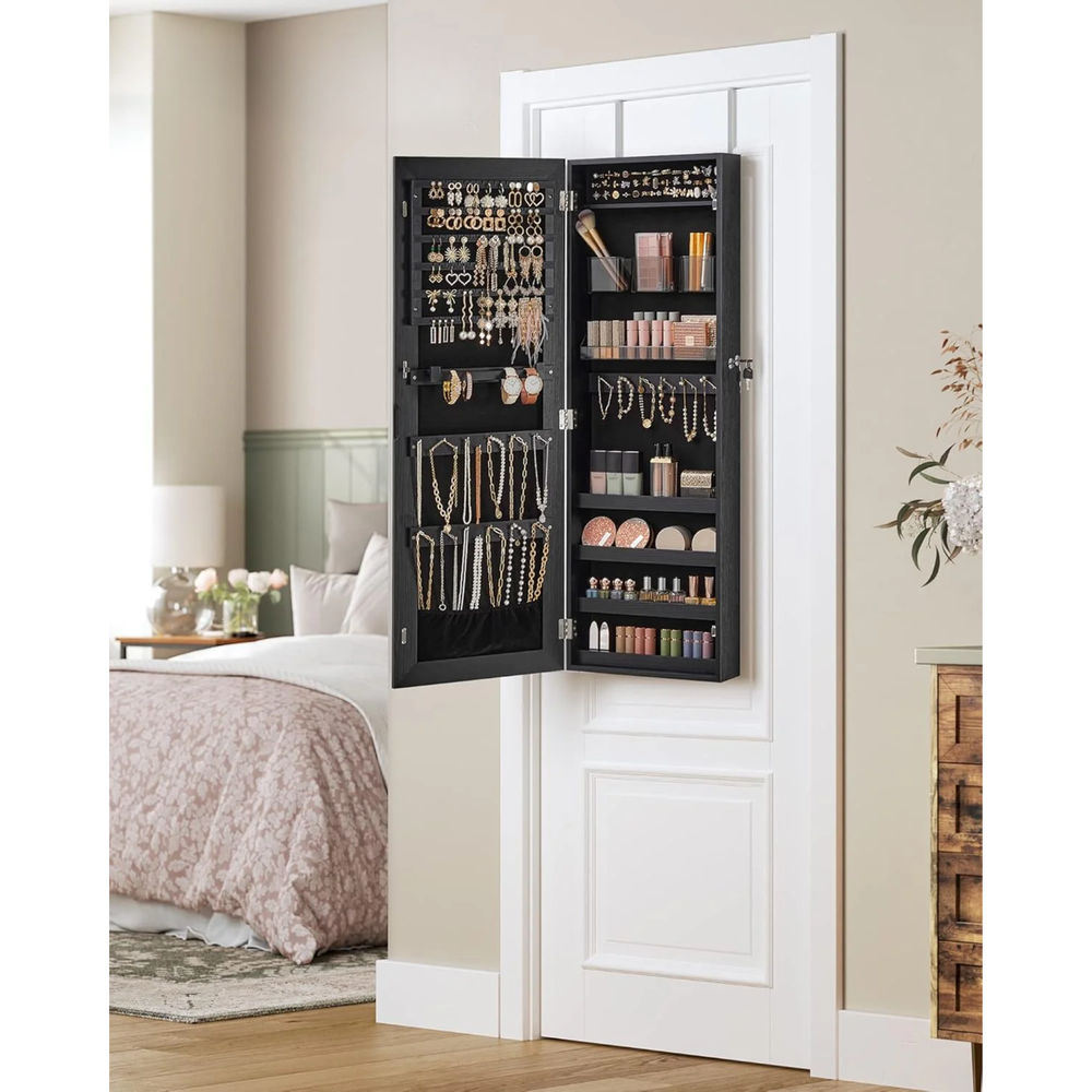 Wall Mounted Lockable Jewellery Cabinet with Mirror - Karrari