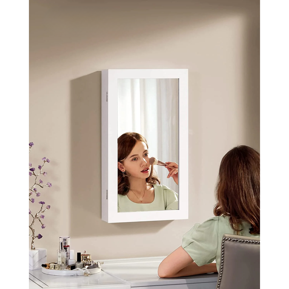 Lockable Wall-Mounted Jewellery Cabinet with Mirror - Karrari