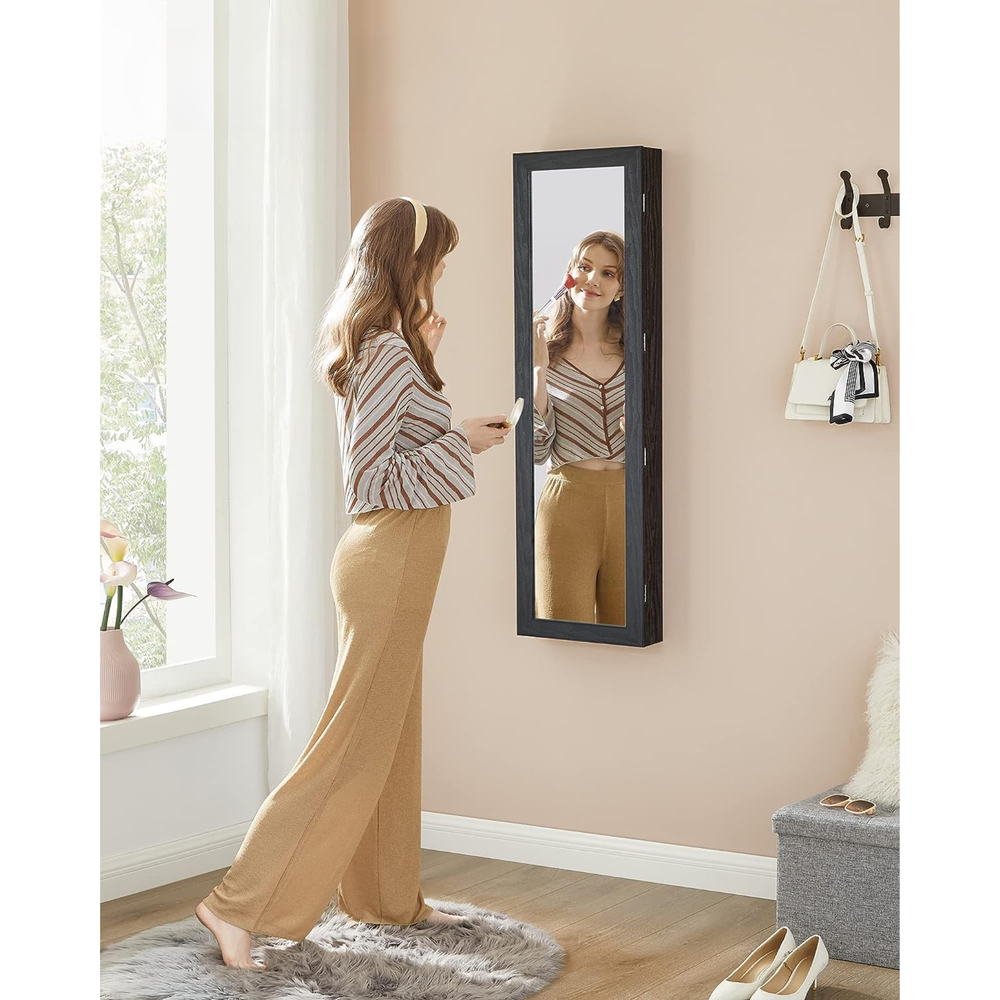 Lockable LED Mirror Jewellery Cabinet – Wall Mounted - Karrari