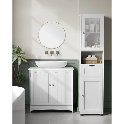 Freestanding Bathroom Cabinet with Glass Door