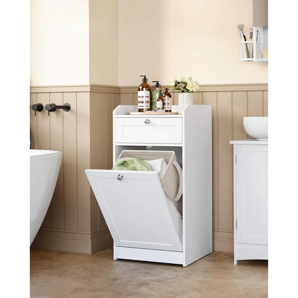Bathroom Cabinet with Laundry Basket & Drawer - Karrari
