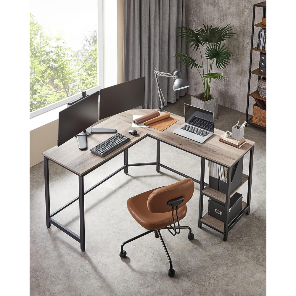 L-Shaped Corner Gaming Desk with Storage Shelves - Karrari