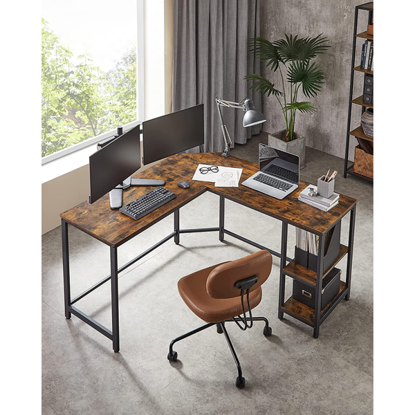 L-Shaped Corner Gaming Desk with Storage Shelves - Karrari