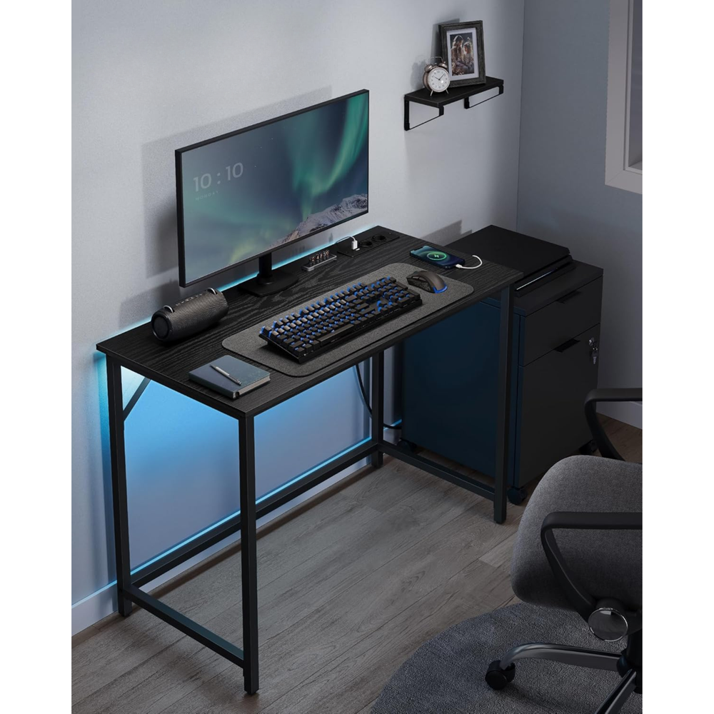 Gaming Desk with LED Lighting & Power Strip - Karrari