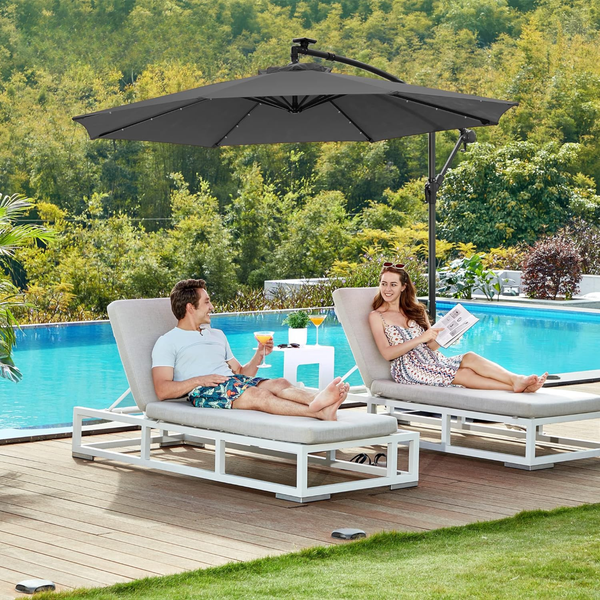 Garden Sunshade Parasol – 3m with LED & Base - Karrari