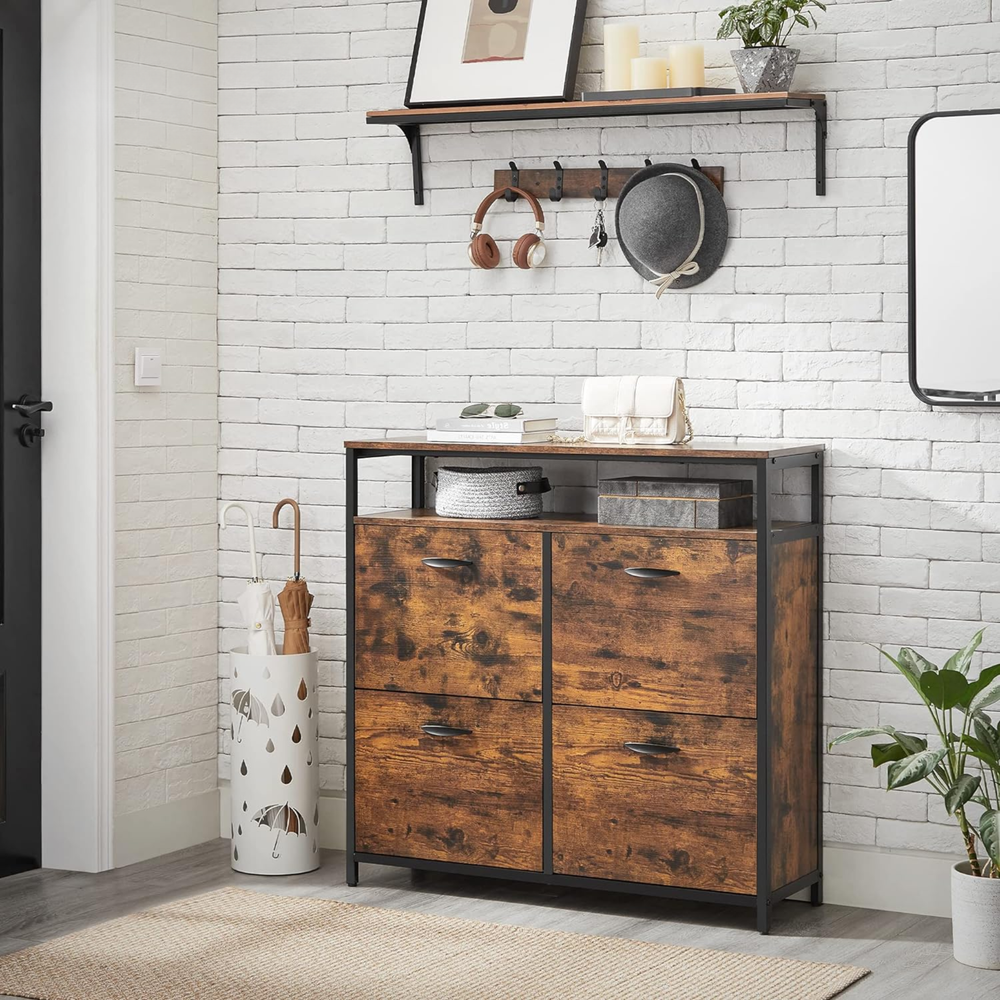 Hallway Shoe Cabinet with 4 Doors (Narrow Storage) - Karrari