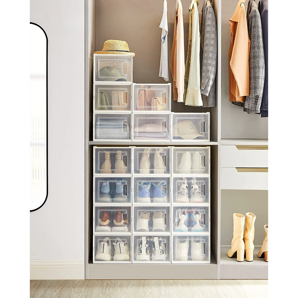 Pack of 18 Foldable Stackable Shoe Storage Boxes - Karrari