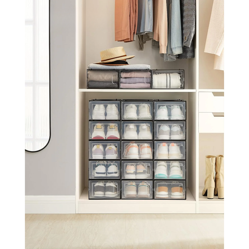 Pack of 18 Stackable Shoe Storage Boxes - Karrari