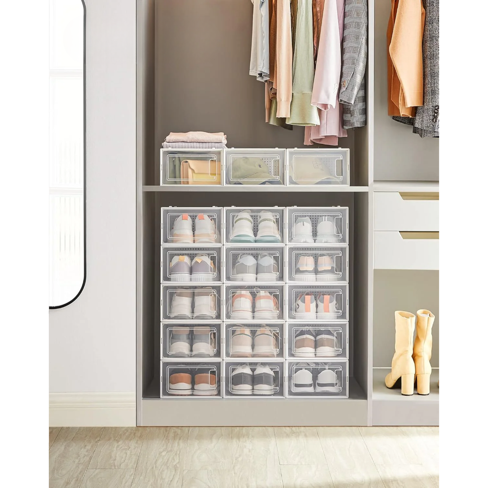 Pack of 18 Stackable Shoe Storage Boxes - Karrari