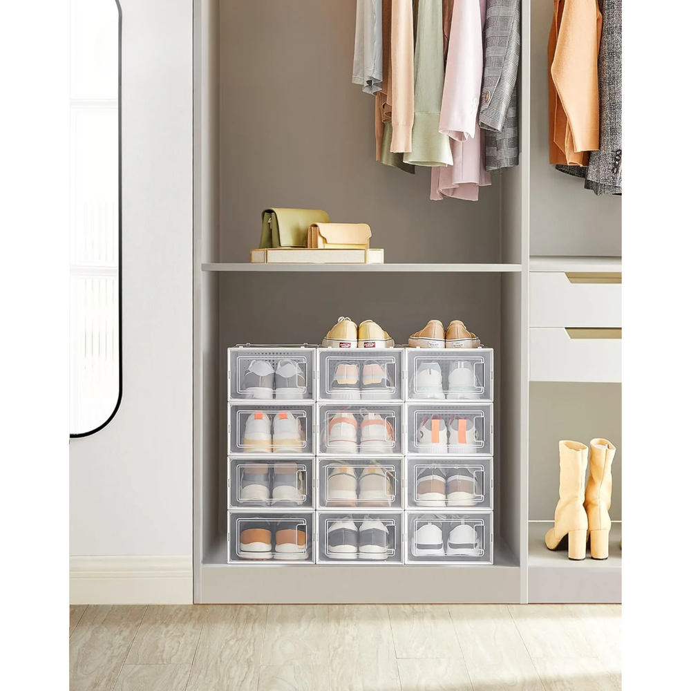 Set of 12 Clear Stackable Shoe Storage Boxes - Karrari