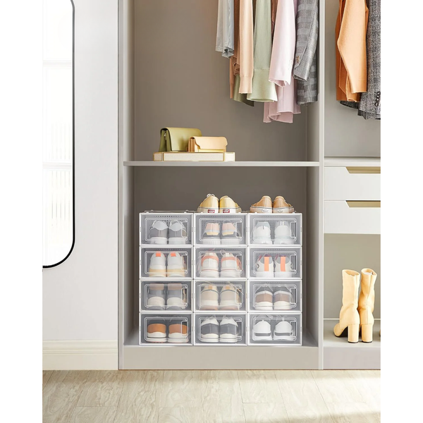 Set of 12 Clear Stackable Shoe Storage Boxes - Karrari