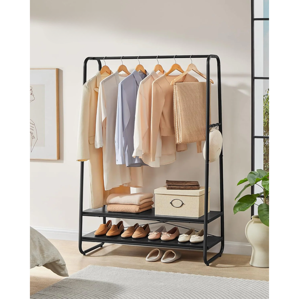 Clothes Rack with 2 Shelves & 6 Hooks - Karrari