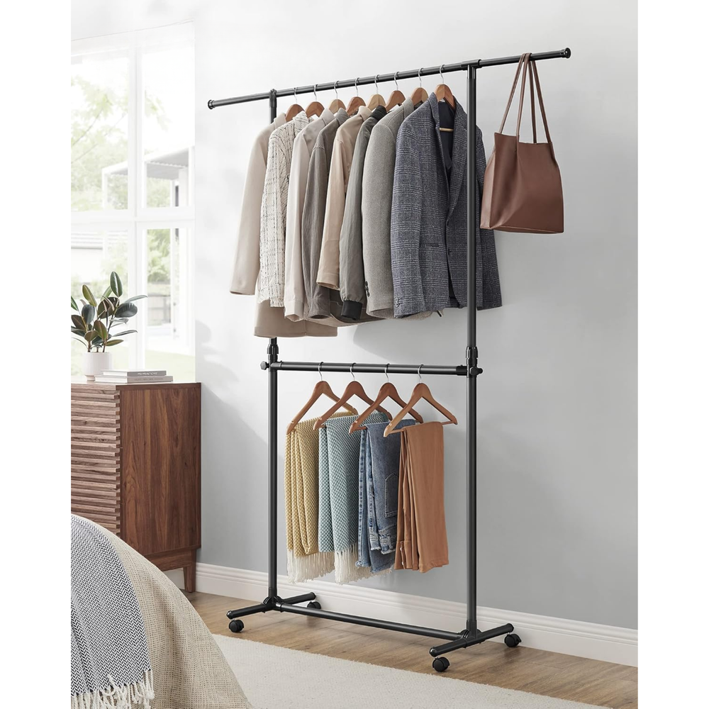 Double Clothes Rail on Wheels – Extendable & Adjustable - Karrari