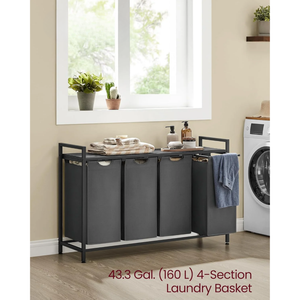 Laundry Hamper - 4 Sections, Shelf & Removable Bags - Karrari