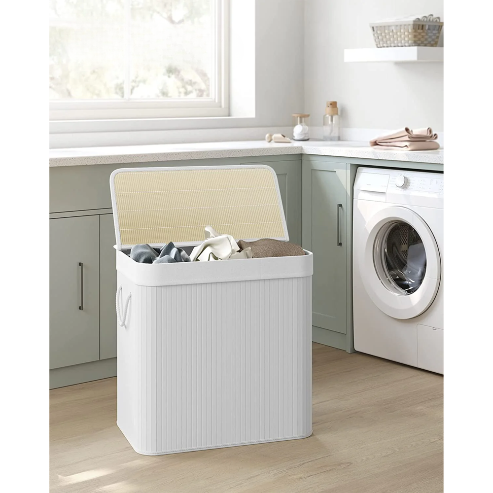150L 3-Section Foldable Laundry Hamper - Lid & Handles - Karrari