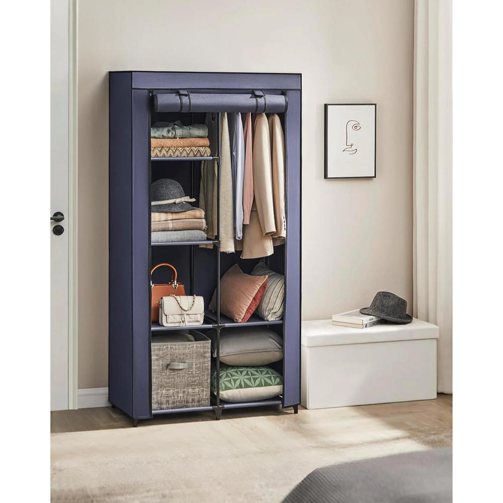 Fabric Wardrobe with Shelves & Hanging Rail - Karrari