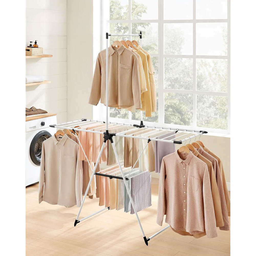 Foldable Clothes Drying Rack – 2 Levels, 24 Rails - Karrari