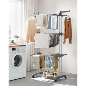 4-Tier Stainless Steel Clothes Dryer – Foldable & Movable - Karrari