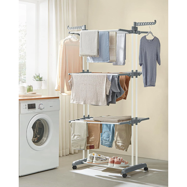 Large 4-Tier Foldable Clothes Airer – Stainless Steel - Karrari