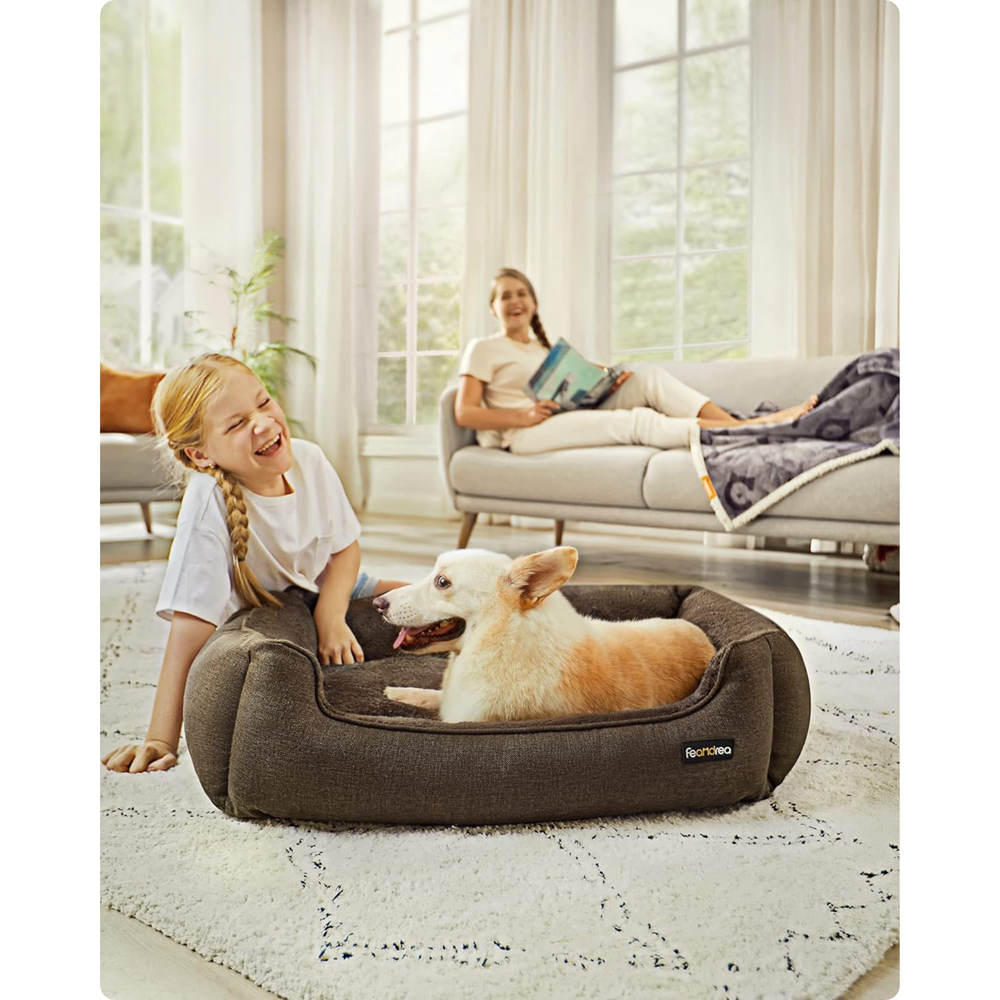 Linen-Look Dog Sofa Bed with Washable Cover - Karrari