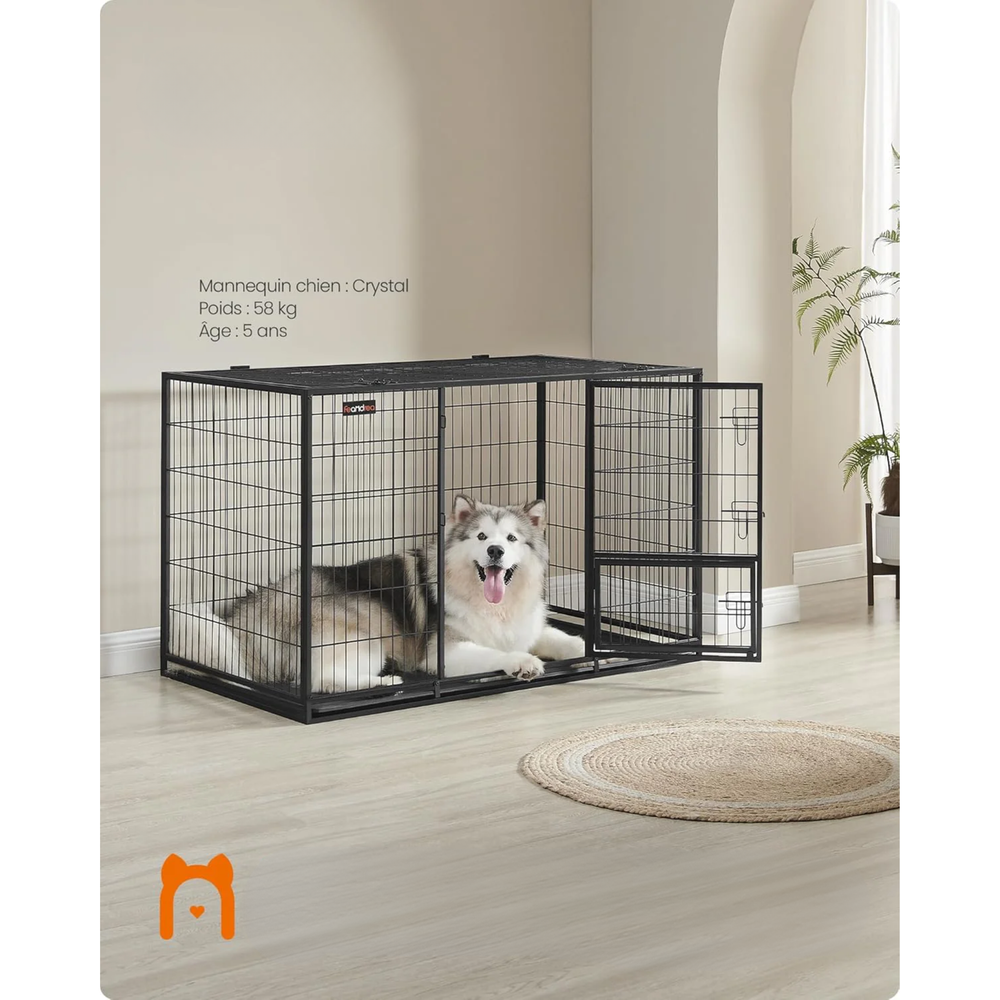 Heavy-Duty Portable Dog Crate with Mesh Frame - Karrari