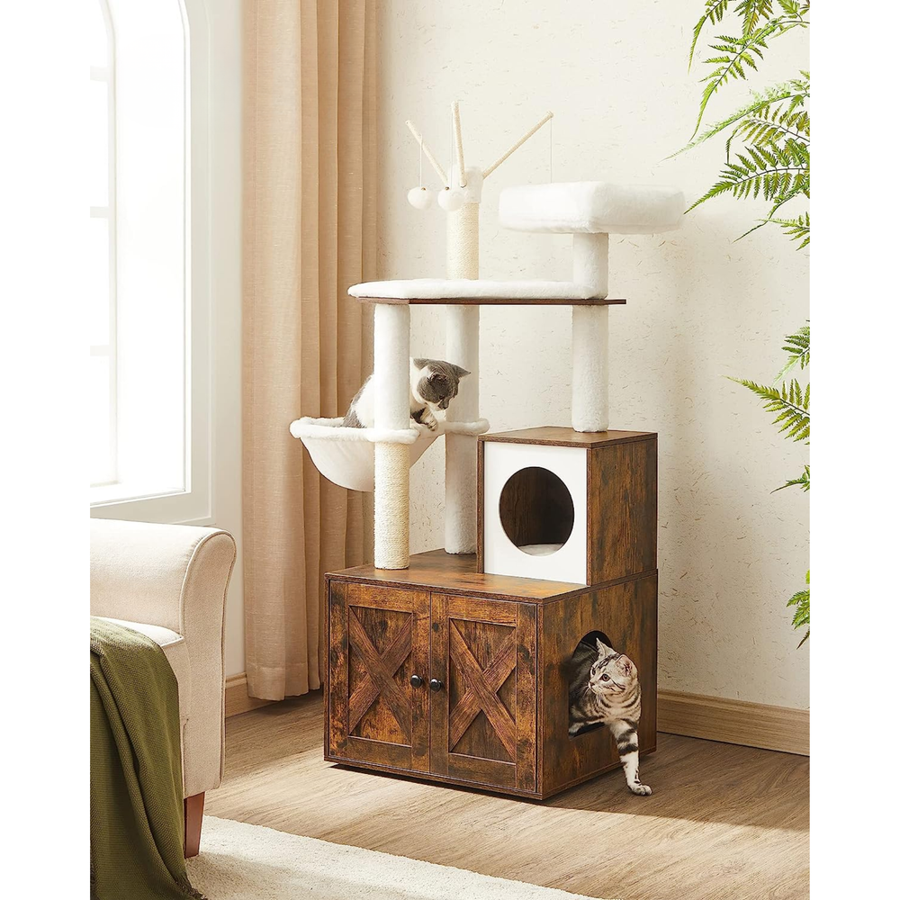 2-in-1 Cat Tree Tower with Litter Box Enclosure - Karrari