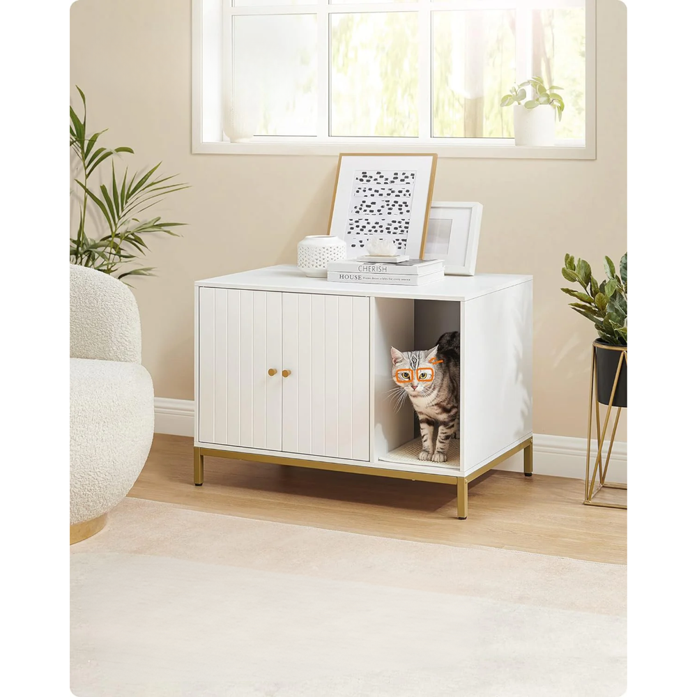 Modern Cat Litter Box Enclosure with Scratching Mat - Karrari