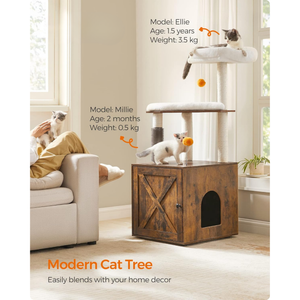 2-in-1 Cat Tree Tower with Litter Box Enclosure - Karrari