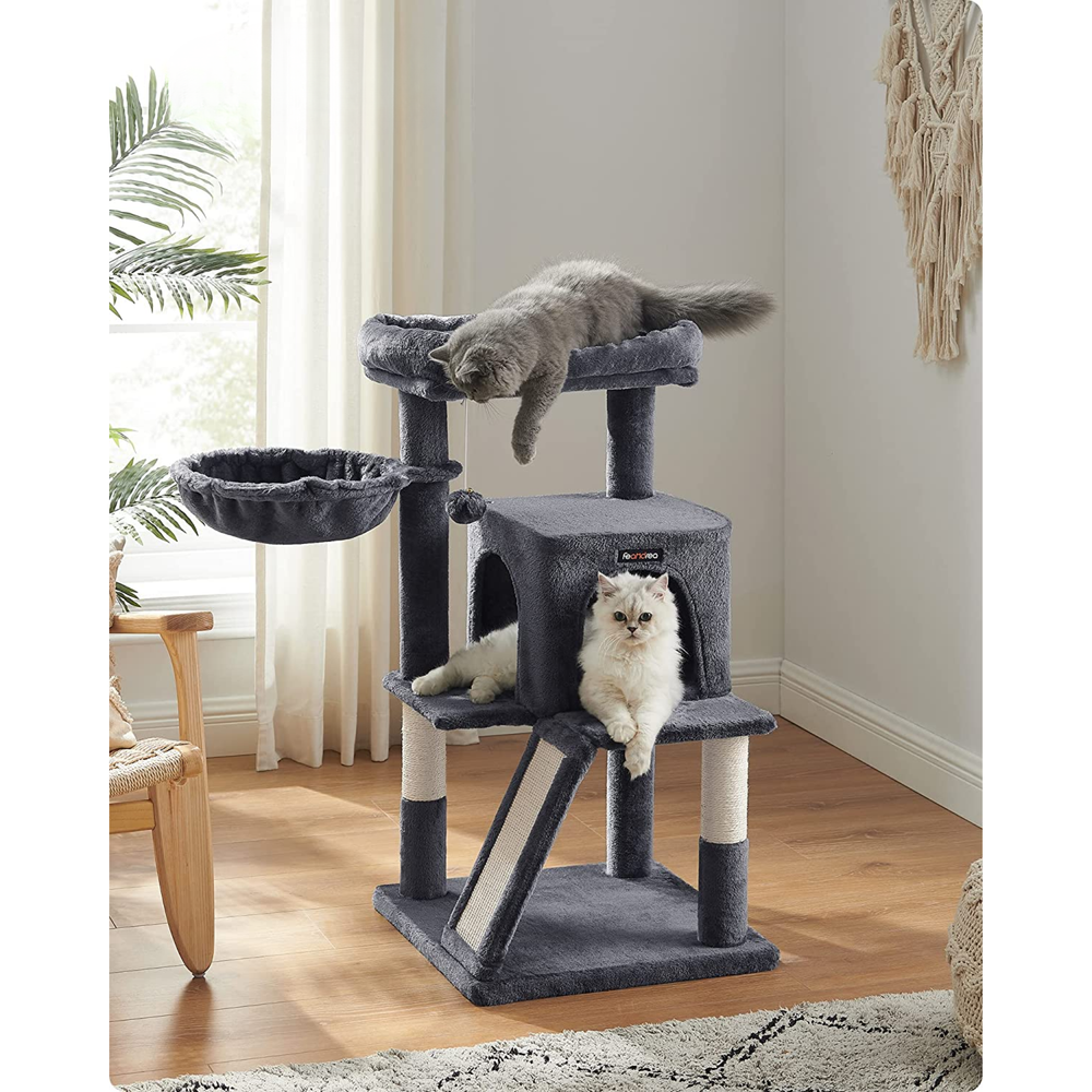 Smoky Grey Cat Tree Tower with Widened Perch - Karrari