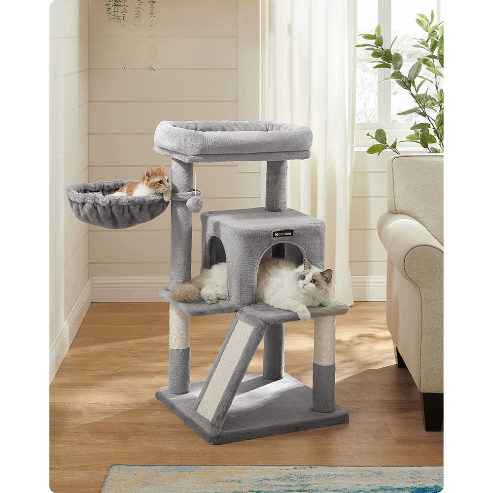 Light Grey Cat Tree Tower with Widened Perch - Karrari