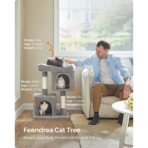 Cat Tree Tower with Perch, 2 Caves & Scratching Posts - Karrari
