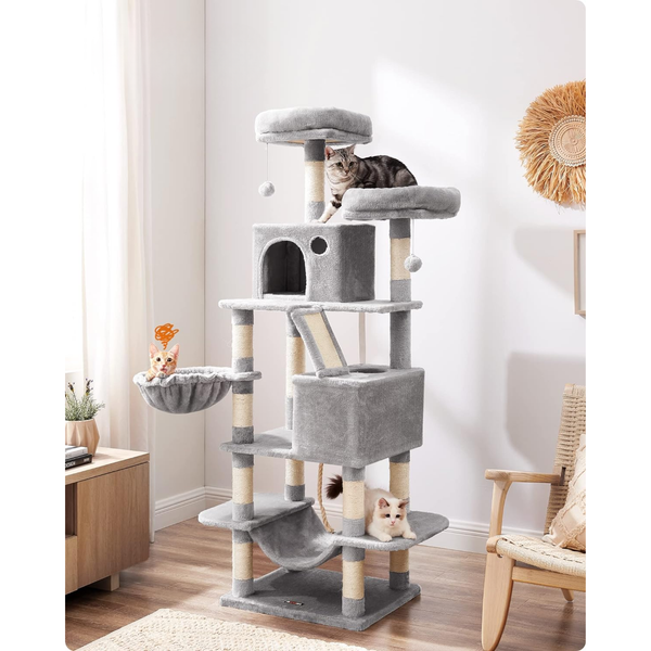 Large Cat Tower - Scratching Posts, Caves & Hammock - Karrari