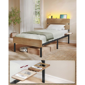 Metal Single Bed Frame with LED & USB(190x90cm) - Karrari