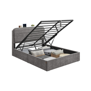 Storage Bed with Lighting – Slate Grey (140x190cm) - Karrari
