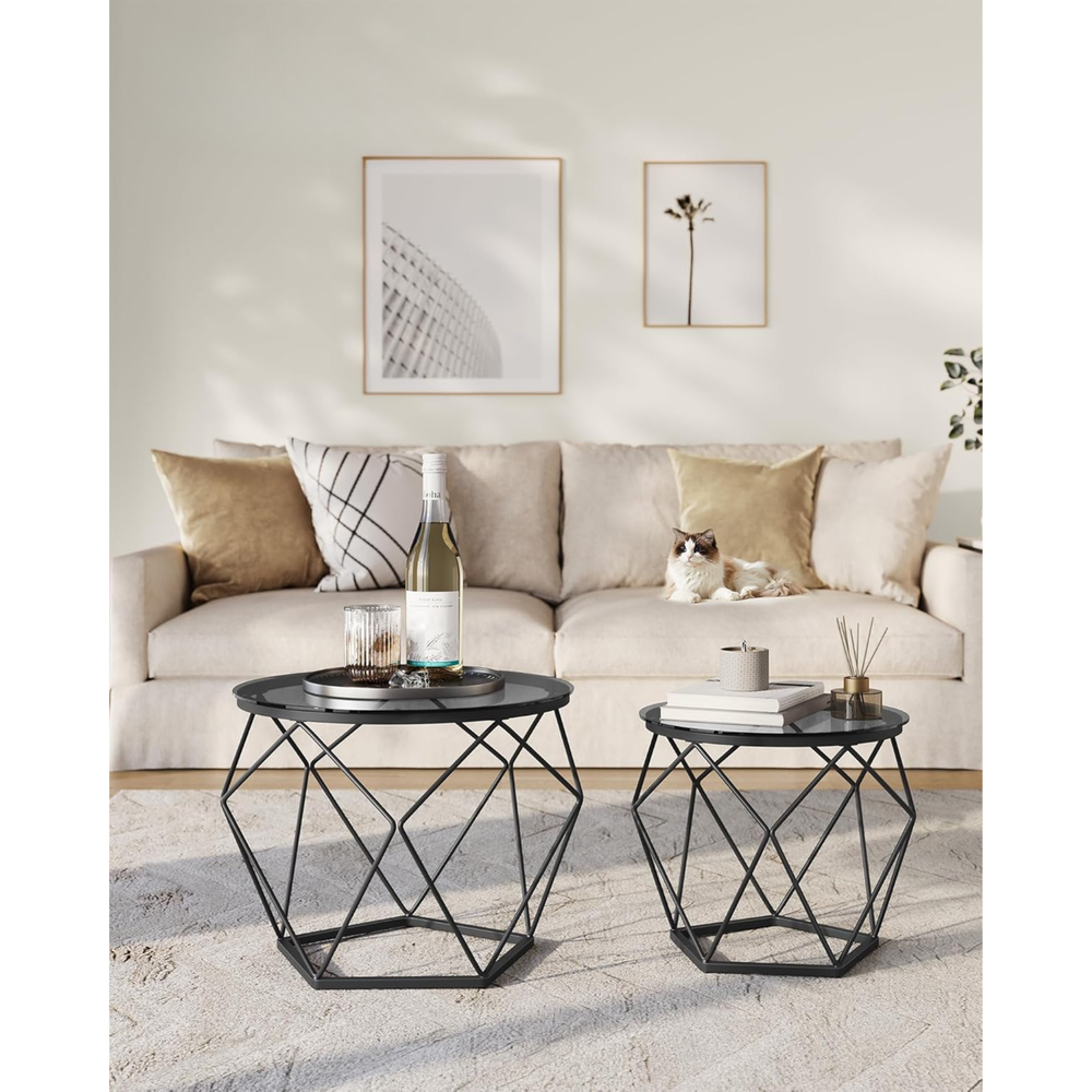 2-Piece Round Coffee Tables with Removable Tops
