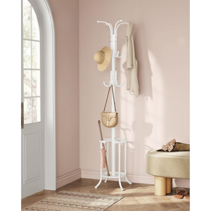 Metal Coat Stand with 12 Hooks & Umbrella Holder