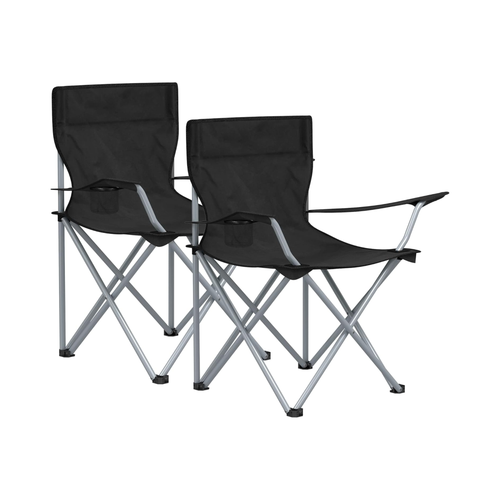Folding Camping Chairs with Cup Holders (Set of 2)