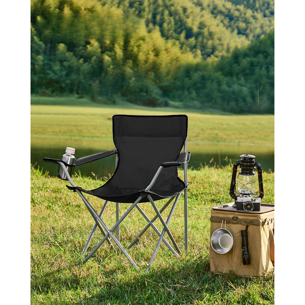 Folding Camping Chairs with Cup Holders (Set of 2)