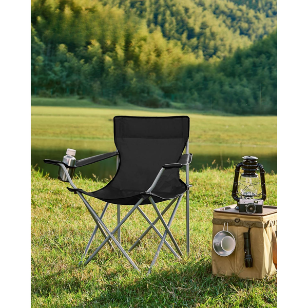 Folding Camping Chairs with Cup Holders (Set of 2)