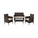 4-Piece Outdoor Rattan Furniture Set with Table & Seating