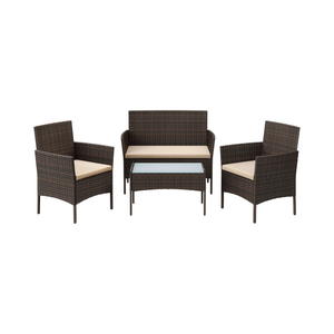 4-Piece Outdoor Rattan Furniture Set with Table & Seating