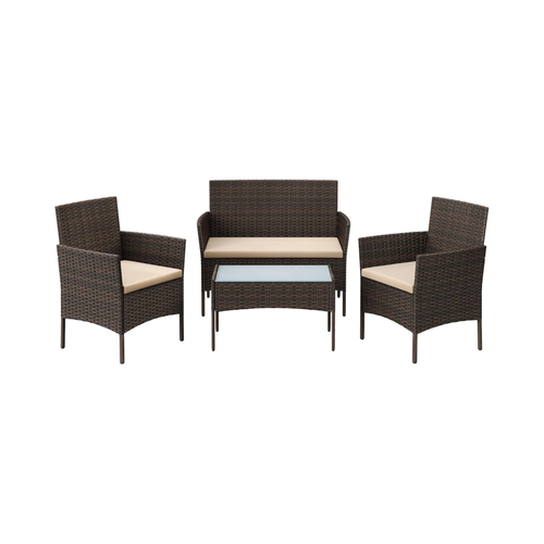 4-Piece Outdoor Rattan Furniture Set with Table & Seating
